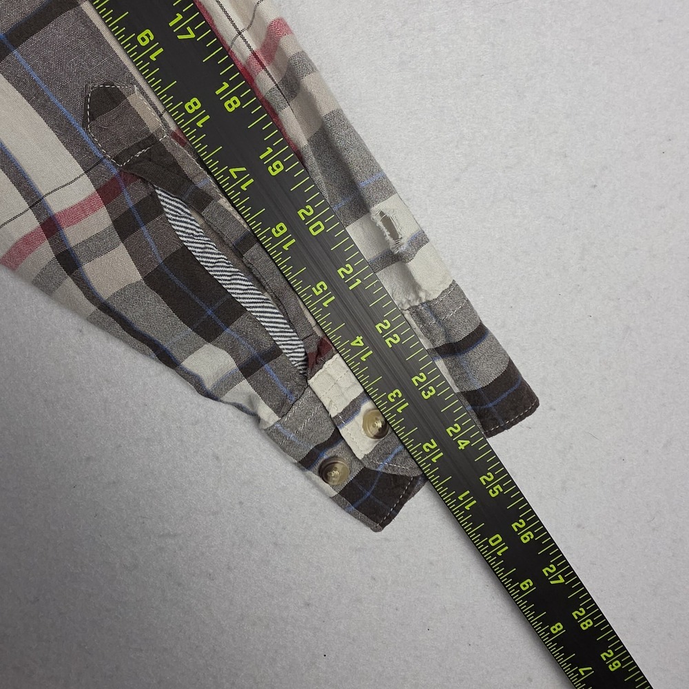 Wrangler‎ Men's Plaid Shirt M Brown Red Button Down 100% Cotton Western Thin - Picture 16 of 16